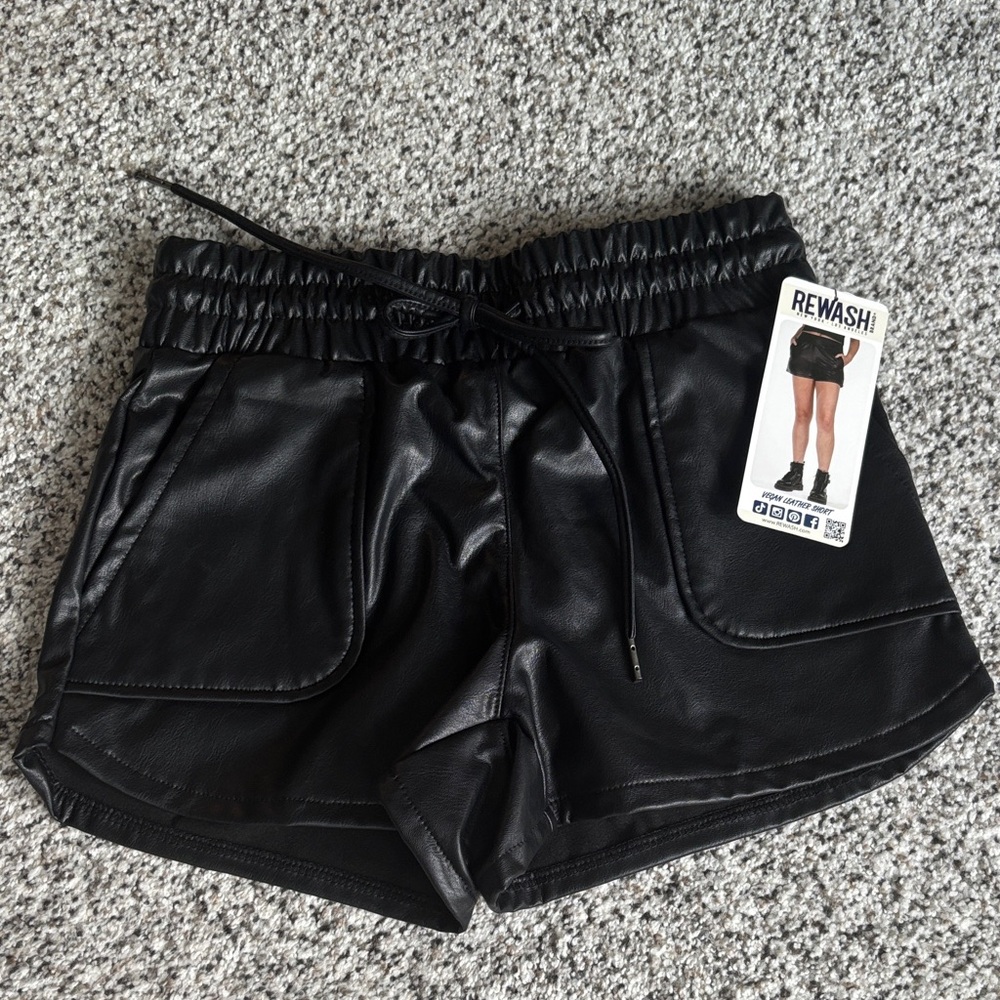 Rewash Black Faux Leather shorts sz xs nwt